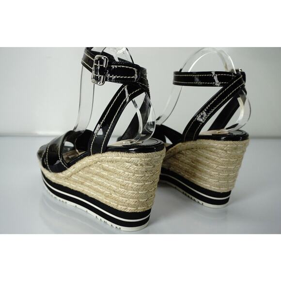Prada Patent Ankle Strap Platform Espadrille Wedge Sandals - Picture 4 of 10